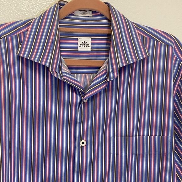 Peter Millar - Multicolor Striped Button Down Shirt - size MEDIUM  **STAIN - Picture 6 of 8